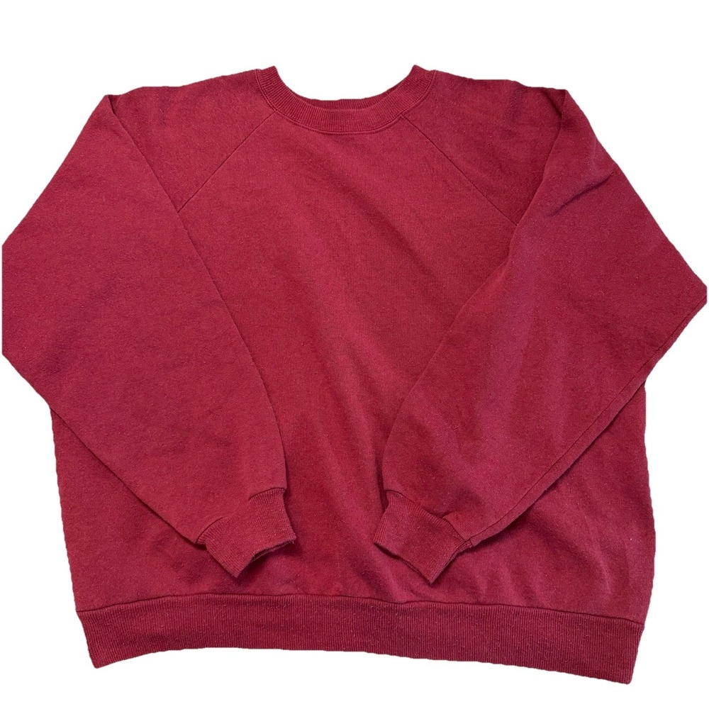 Vintage 90s Hanes Maroon Blank Crewneck Sweatshirt USA Mens XL Red Pullover